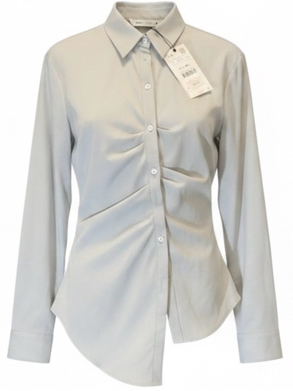 ZARA Limited Edition Ruched Asymmetric Button-Down Shirt – Size L – NWT